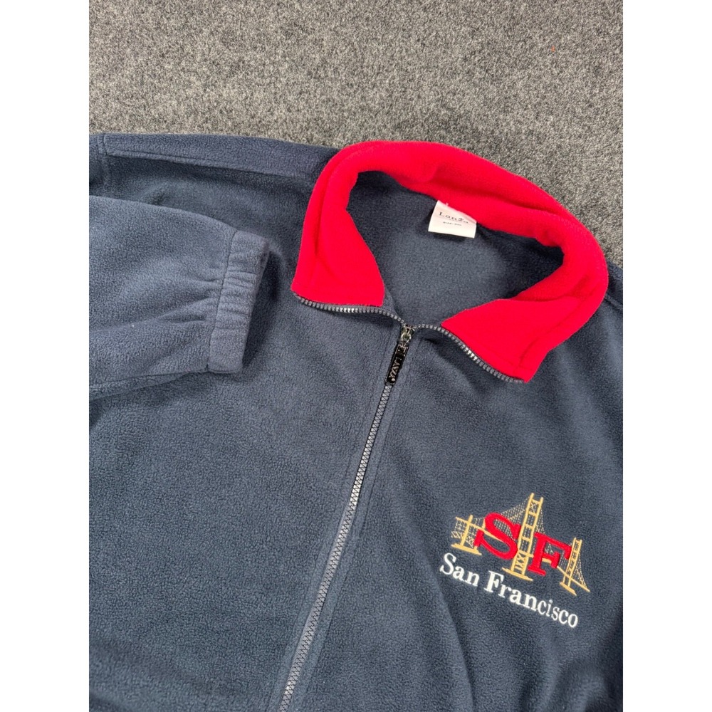 VTG Lanza San Francisco Fleece Jacket 3XL Full Zip Golden Gate Bridge Navy